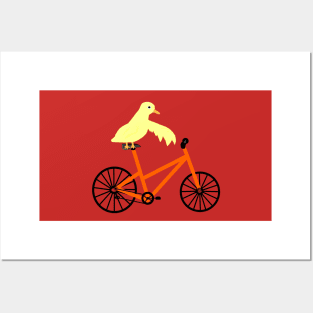 Duck On A Orange Bicycle Posters and Art